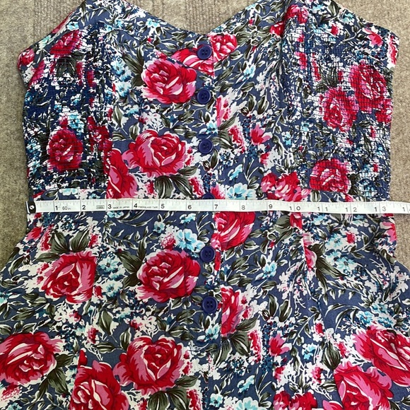 Vintage Romantic Peony Garden Floral Wide Short Romper Jumpsuit - Picture 10 of 12